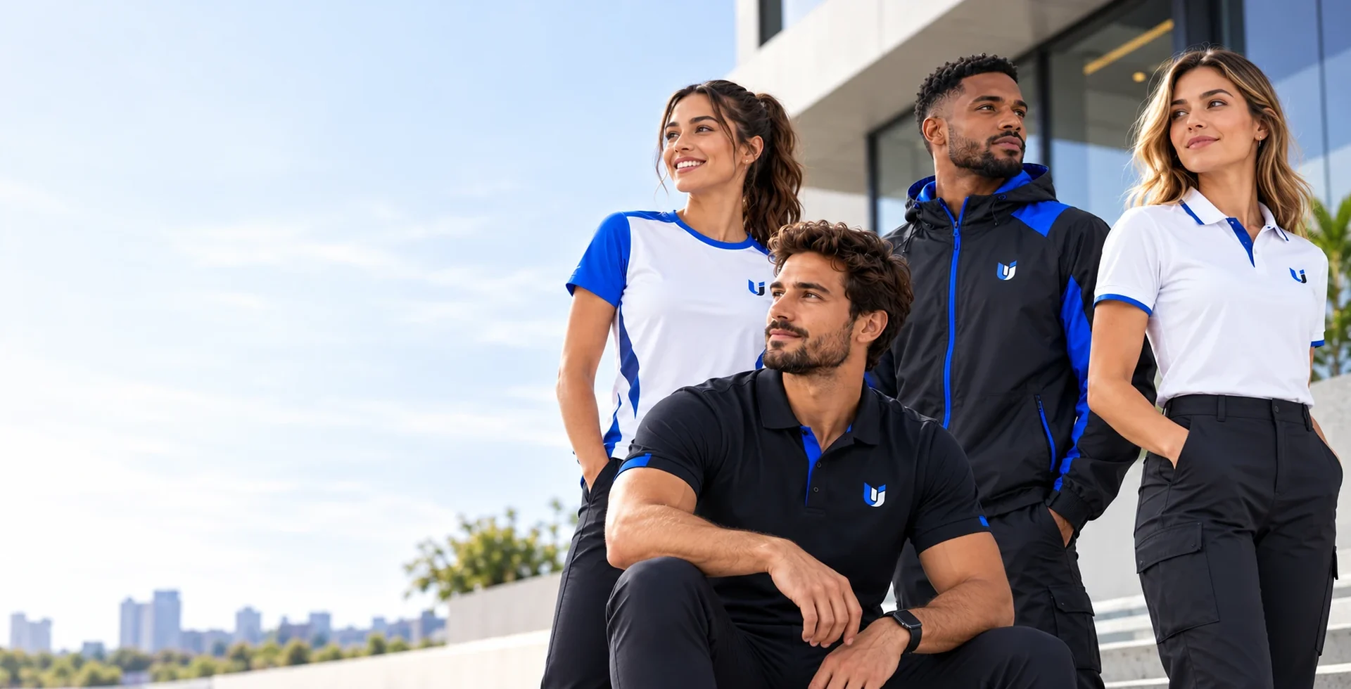 Equipe usando uniformes personalizados UNIFORMIZE-SE